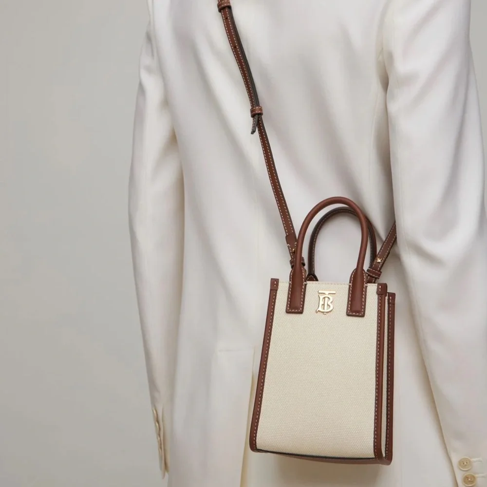 Burberry TB leather canvas phone tote - Picture 2 of 11